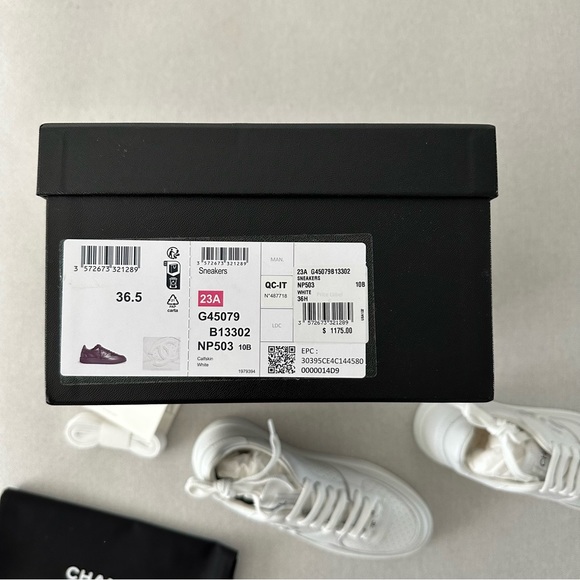 New Chanel Calfskin White Leather Sneakers 2023, Size 36.5 - Picture 5 of 5